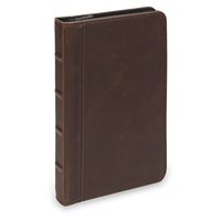 Samsill Small Vintage Portfolio/Zipper Faux Leather Portfolio, Book Style Hardback Design, Business & Interview Padfolio Organizer, 5 x 8 Writing Pad, Dark Brown