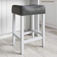 Nathan James Hylie Nailhead Wood Pub-Height Kitchen Counter Bar Stool 24", Dark Gray/White