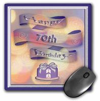 3dRose LLC 8 X 8 X 0.25 Inches Ribbon and Cake Happy 70th Birthday Mouse Pad (mp_24377_1)