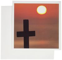 3dRose Christian cross, sunset, Mykonos, Greece - EU12 AJE0012 - Adam Jones - Greeting Cards, 6 x 6 inches, set of 12 (gc_81800_2)