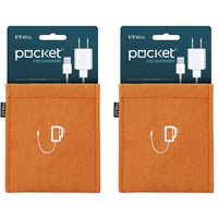 UT Wire Pocket Mobile Charger Case Pouch Bag Organizer (Orange) - 2 Pack