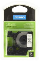 DYMO D1 High Performance Flexible Nylon Fabric Tape for Label Makers, 1/2-inch, Black Print on White, 12-foot cartridge (16953), DYMO Authentic
