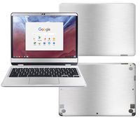 Decalrus - Protective Decal for Samsung ChromeBook Plus XE513C24, Pro XE510C24 (12.3" Screen) Laptop Silver Texture Brushed Aluminum Skin Decal wrap BAsamsungChrmbkPlus12Silver