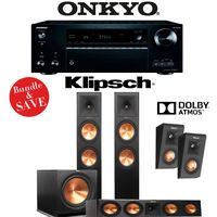 Klipsch RP-280FA 3.1.2-Ch Reference Premiere Dolby Atmos Home Theater System with Onkyo TX-NR777 7.2-Ch Network AV Receiver