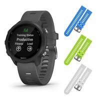 Garmin Forerunner 245 GPS Running Smartwatch with Included Wearable4U 3 Straps Bundle (Slate Grey 010-02120-00, Blue/Lime/White)