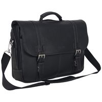 Kenneth Cole Reaction Show Full-Grain Colombian Leather Dual Compartment Flapover 15.6-inch Laptop Business Portfolio, Black