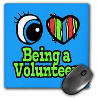 3dRose LLC LLC 8 x 8 x 0.25 Inches Mouse Pad, Bright Eye Heart I Love Being a Volunteer (mp_105805_1)