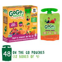 GoGo squeeZ Fruit & VeggieZ on the Go, Apple Carrot Mixed Berry, 3.2 Ounce (48 Pouches), Gluten Free, Vegan Friendly, Healthy Snacks, Unsweetened, Recloseable, BPA Free Pouches