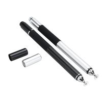 Yizhet 2-in-1 Stylus Touch Pen + Ball Point Pen for iPhone iPad Samsung and All Capacitive Screens Devices Smartphone Tablet [2 in 1 Precision Stylus] - 2 Pcs, Black/Silver