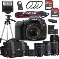Canon EOS 7D Mark II- (4) Lens Bundle with Canon EF-S 18-55mm f/3.5-5.6 is STM Lens + Canon EF 10-18mm f/4-5.6 STM Lens + Canon EF 50mm 1.8 STM + Canon EF 75-300mm f/4-5.6 III Lens (18 - Items)