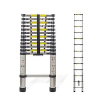 Aluminum 12.5 FT Telescoping Ladder Extendable Multi-Purpose: Finger Protection Spacers, Slip-Proof Feet, Portable Heavy Duty, Super Size Telescope Extension Collapsible, En131 Certified