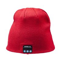 SUNG-LL Soft and Warm Hat Wireless Beanie with Smart Cap Speaker Micro Headphone (Red)