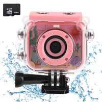 Waterproof Children Camera with 2.0 Inch LCD Display 12MP HD ESHOWEE Kids Underwater Camera Camcorder with 32G SD Card for 4-12 Pink