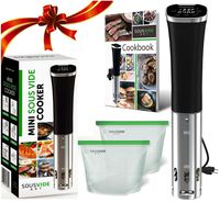 Sous Vide Immersion Circulator Mini - Sous Vide Starter Kit - Sous Vide Immersion Cooker 800 Watts 120 V, 2 Reusable Silicone Sous Vide Bags, Free Cookbook (Premium)