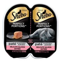 Mars Petcare Us Sheba Perfect Portions, 2.6 Oz, Premium Pate Salmon Entree Wet Cat Food (2 Pack)