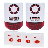 Daytech Wireless Strobe Siren Alarm Home Caring Loud Outdoor SOS Alert System 2 Red Flashing Siren and 4 Emergency Button for Store Home Hotel Jewelry Shop Security & Fire Alarm