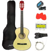 Martin Smith 38 Inch Acoustic Guitar, Natural, With Case, Pick, Tuner, Strap, Extra Strings and 2 months of Lessons