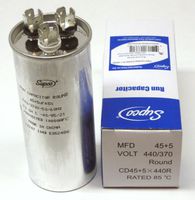 SUPCO CD45+5X440R Dual Motor Run Capacitor, Round, 45 + 5 Mfd x 440V, 2.00" Diameter, 4.5" Height