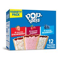 Kellogg's Pop-Tarts Variety Pack - Toaster Pastries for Kids, Frosted Strawberry, Frosted Blueberry, Frosted Cherry (12 Count)