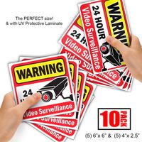 Video Security Surveillance Sticker Decals Sign for Home/Business (10 Pack Combo)