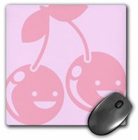 3dRose LLC 8 x 8 x 0.25 Inches Two Happy Cherries, Kawaii Art, Cute and Adorable Mouse Pad (mp_56222_1)
