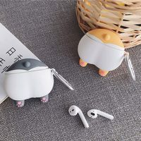 UR Sunshine AirPods Case, Super Cute Creative Funny Shiba Inu Dog Fat Butt Shape AirPods Case, Soft Silicone Earphone Protectior for AirPods1&2+Hook -Yellow