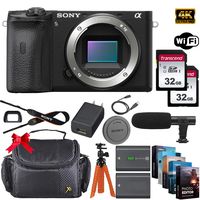 Sony Alpha a6600 Mirrorless Digital Camera 24.2MP 4K (Body Only) + 2 x 32GB Memory Cards, Sturdy Equipment Carrying Case, Spider Tripod, Software Kit and More