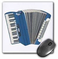 3dRose Mouse Pad Blue Accordian Music Musical Instrument Design - 8 by 8-Inches (mp_150093_1)