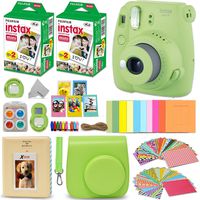 Fujifilm Instax Mini 9 Instant Camera Lime Green + Fuji INSTAX Film (40 Sheets) + Accessories Kit Bundle + Custom Case with Strap + Assorted Frames + Photo Album + 60 Colorful Sticker Frames + More