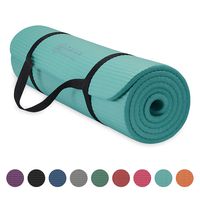 Gaiam Essentials Thick Yoga Mat Fitness & Exercise Mat With Easy-Cinch Yoga Mat Carrier Strap (72"L X 24"W X 2/5 Inch Thick)