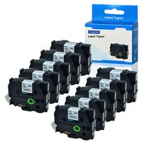 SuperInk 10 Pack Compatible for P-touch Label Tape Replacement TZe-251 TZe251 TZ-251 TZ251 24mm 1 Inch Black on White Standard Laminated Tape for PT-D600 PTD600VP PT-P700 PT-P750W PTP950NW Label Maker