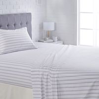 AmazonBasics Lightweight Super Soft Easy Care Microfiber Sheet Set with 16" Deep Pockets - Full, Taupe Stripe