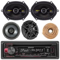 Kenwood KDC168U Car Radio USB AUX CD Player Receiver - Bundle Combo With 2x Kicker CS654 6.5" 300W 2-Way Coaxial Speakers, 2x 6x8" 450W Speaker, Enrock 50 Foot 18 Gauge Speaker Wire