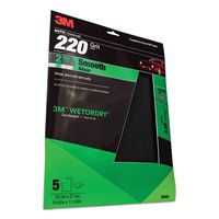 3M 220 Grit Imperial Wetordry Sandpaper Sheet, 9in x 11 in, Pack of 5