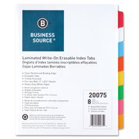 Business Source Laminated Tab Index - Set of 8 Multicolored Tabs