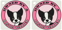 3dRose Owned By a Boston Terrier - Pink - Key Chains, 2.25 x 4.5 inches, set of 2 (kc_47647_1)