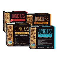 Junkless Chewy Granola Bar Variety Pack, 1.1 oz., 6 Bars (4 Count), Non-GMO, low sugar, great tasting