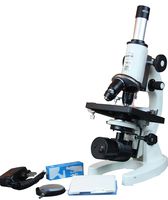 Radical 1500x Cordless Vet Lab Microscope w LED Lamp w 100x Oil - 3D Stage - Fine Focus - Slide Kit