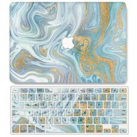 One Micron Case + Keyboard Cover Compatible with MacBook Air 11 inch, Plastic Pattern Hard Case Shell Compatible MacBook Air 11.6 Inch (Model: A1465/A1370)-Glazed Gold Marble