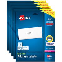 Avery Address Labels with Sure Feed for Laser Printers, 1" x 2-5/8", 3,750 Labels - Great for FBA Labels (5 Packs 5260)