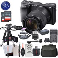 Sony Alpha a6400 Mirrorless Digital Camera with 18-135mm Lens (Black) and Striker Deluxe Bundle: Includes - Filter Set, Extra Battery + Charger, Slave Flash, Large Bag, and Striker Starter Kit