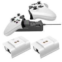 Smatree Rechargeable Battery (2 Pack) Compatible for Xbox One/Xbox One X/Xbox One S/ Xbox One Elite Wireless Controller with Dual Charging Station High Speed Docking White