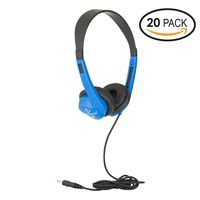 Egghead EGG-IAG-1008FA-BL-SO-20 Heavy-Duty Stereo School Headphones with Leatherette Ear Cushion & Tangle-Free Cord, Blue, Pack of 20