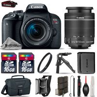 Canon EOS Rebel T5i DSLR Full HD 1080p, 18MP CMOS Camera + Canon18-55mm IS STM Lens + 64GB Storage + UV Filter + Extra Backup Battery + Camera Case + Cleaning Kit - International Version