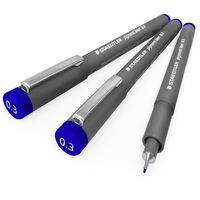 Staedtler 308 Pigment Liner Fineliner - 0.3mm - Pack of 3 - Blue