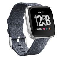 Smasy Replacement Bands Compatible with Fitbit Versa/Versa 2/Versa Lite Edition, Women Men Soft Fabric Adjustable Wristbands for Fitbit Versa Smart Watch (Charcoal)