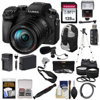 Panasonic Lumix DMC-G7 4K Wi-Fi Digital Camera & 14-140mm Lens + 128GB Card + Battery + Charger + Backpack + Flash + Tripod + Mic + 2 Lens Kit