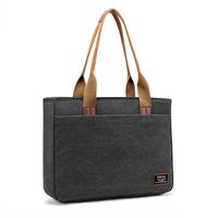 Wxnow Canva Laptop Bag for Women Computer Bag Laptop Purse Work Bag Tote Teacher Bag (B-Black)