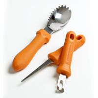 Messermeister Pumpkin Carving Kit, Stainless Steel Heavy Duty Halloween Set, 3 Piece, Orange