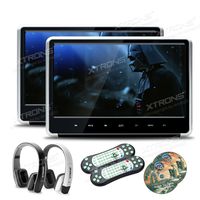 XTRONS Silver 2X 11.6 Inch Pair HD Digital Touch Panel Car Auto Headrest Active DVD Player Kid Games Built-in HDMI Port New Version Headphones Included(Black&White)